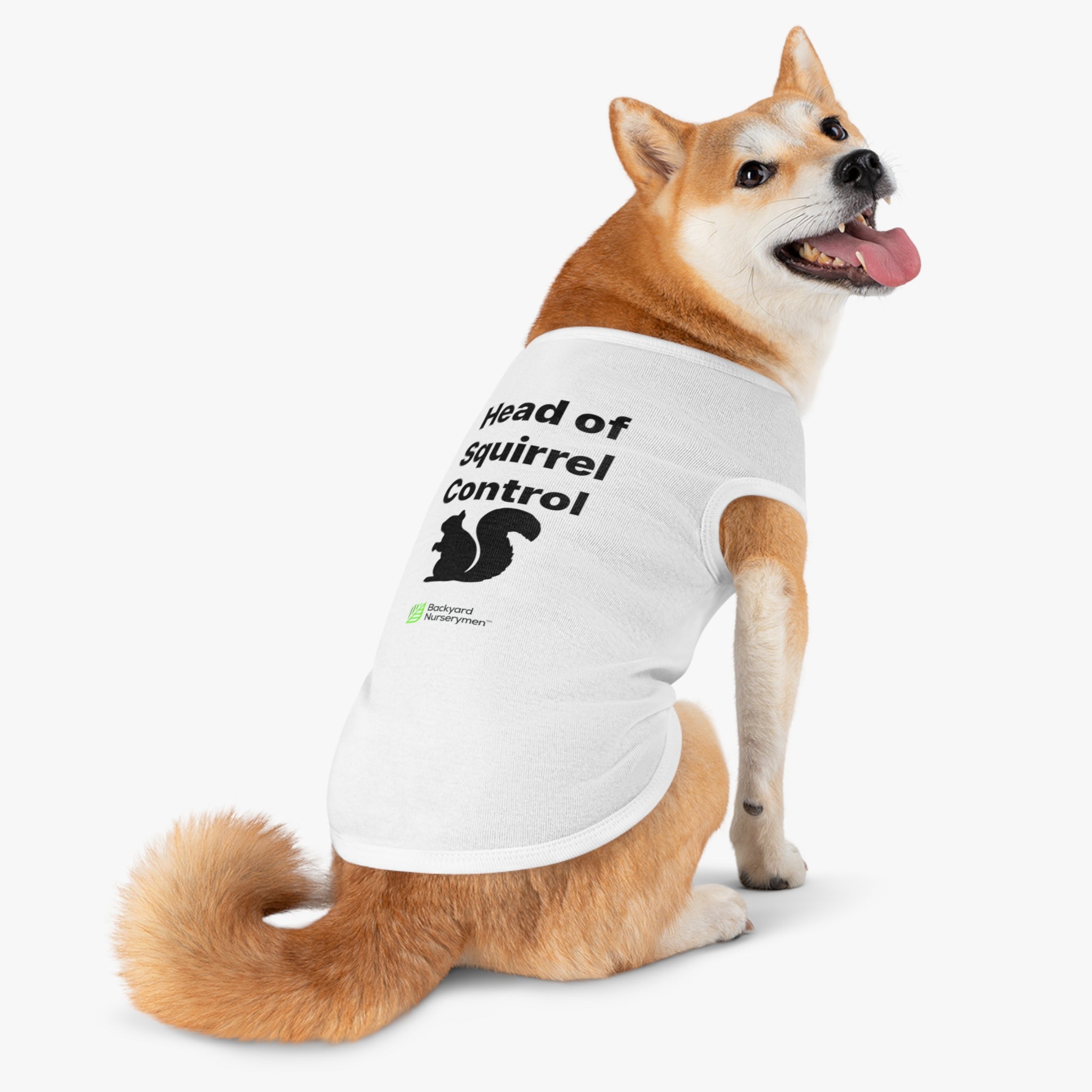 Backyard Nurserymen™ “Head of Squirrel Control” Dog Tank Top