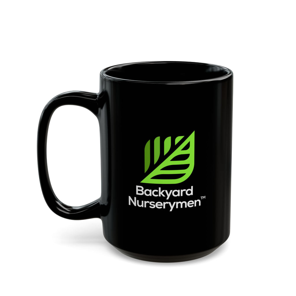 Backyard Nurserymen™ “Coffee. Plants. Chaos. Repeat.” Black Coffee Mug