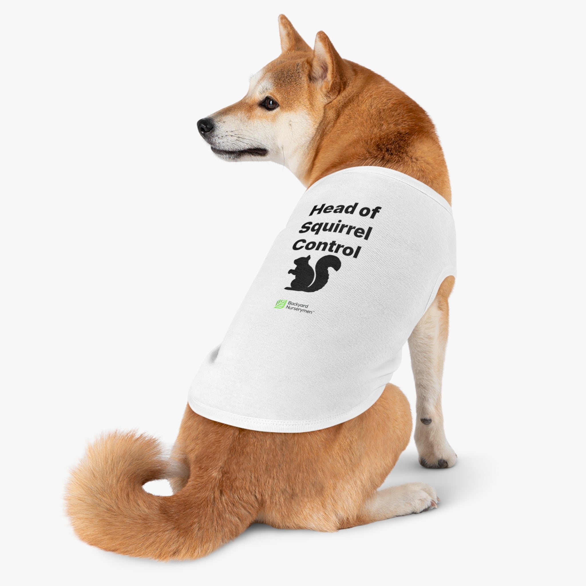 Backyard Nurserymen™ “Head of Squirrel Control” Dog Tank Top
