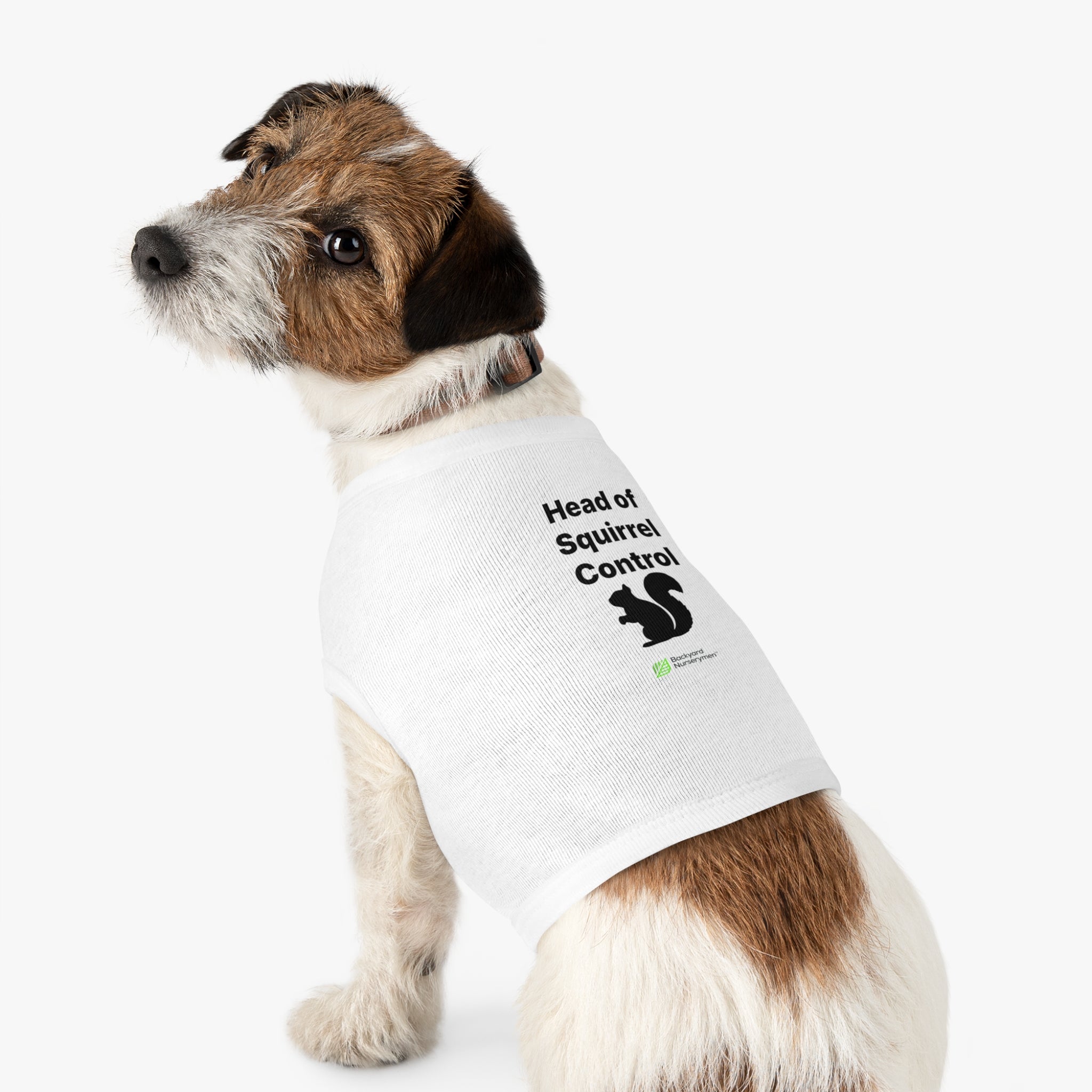 Backyard Nurserymen™ “Head of Squirrel Control” Dog Tank Top