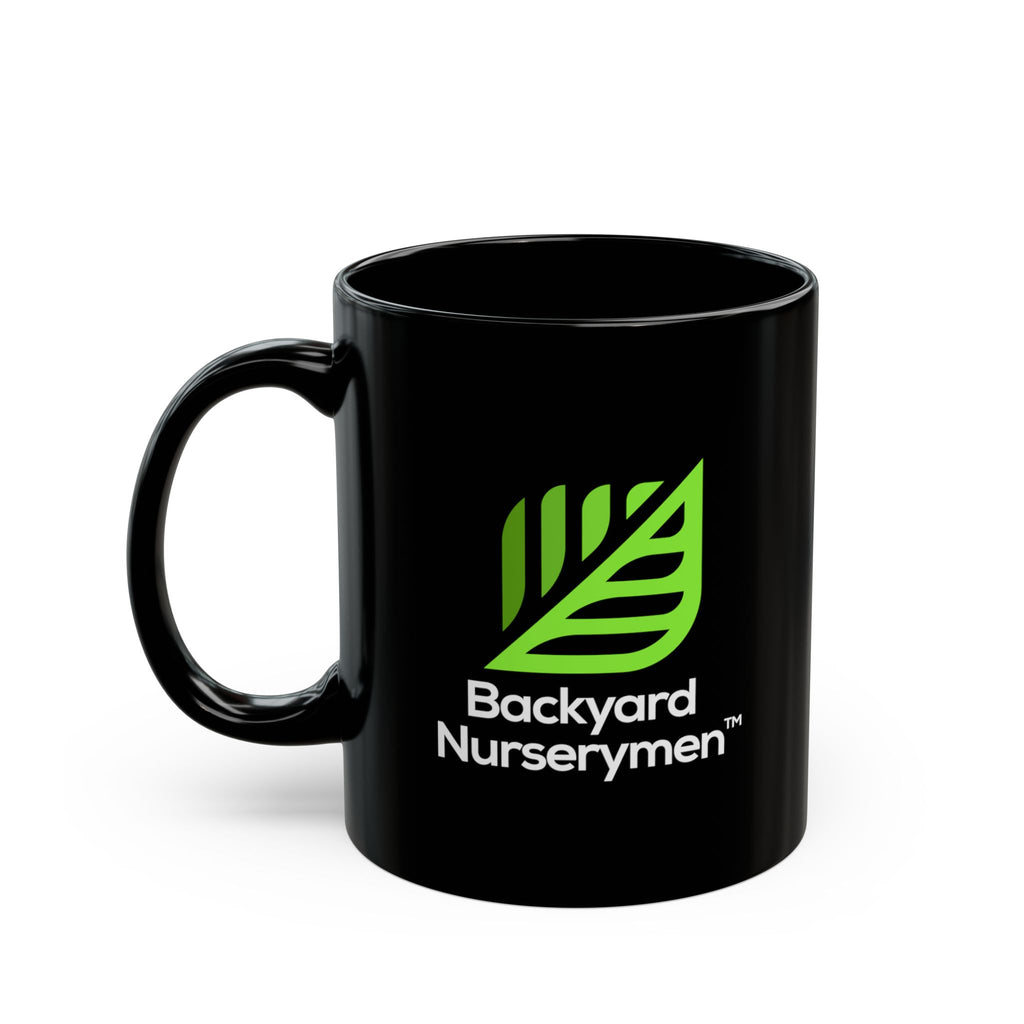 Backyard Nurserymen™ “By All Means, Stay Inspired.” Black Coffee Mug